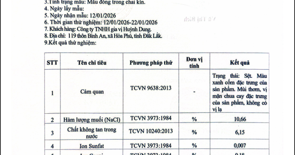 PHIẾU CÔNG BỐ SẢN PHẨM MUỐI ỚT XIÊM XANH