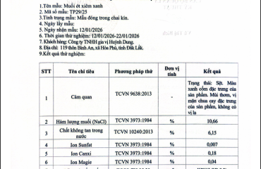 PHIẾU CÔNG BỐ SẢN PHẨM MUỐI ỚT XIÊM XANH