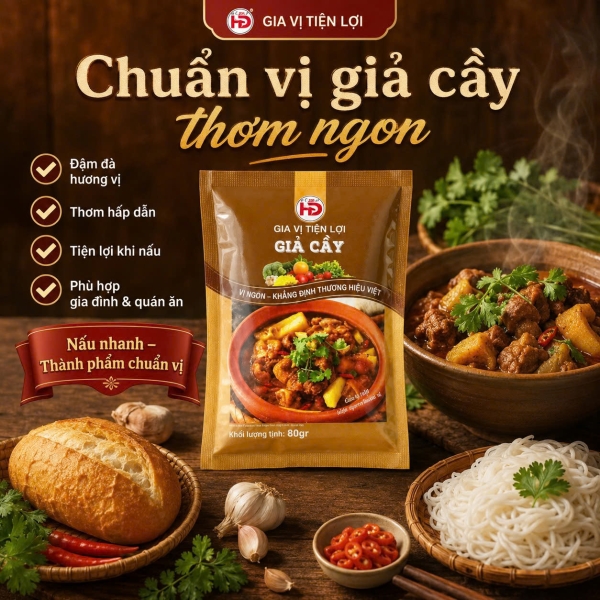 Xốt Giả Cầy HD 80g – Gia Vị Nấu Giả Cầy Thơm Riềng, Mẻ, Mắm Tôm