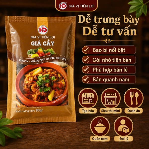 Xốt Giả Cầy HD 80g – Gia Vị Nấu Giả Cầy Thơm Riềng, Mẻ, Mắm Tôm