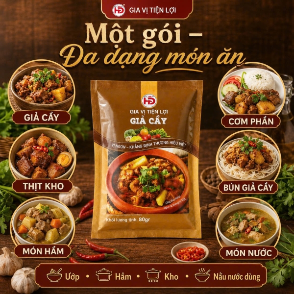 Xốt Giả Cầy HD 80g – Gia Vị Nấu Giả Cầy Thơm Riềng, Mẻ, Mắm Tôm