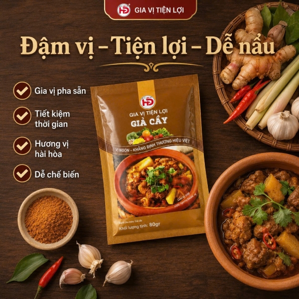 Xốt Giả Cầy HD 80g – Gia Vị Nấu Giả Cầy Thơm Riềng, Mẻ, Mắm Tôm