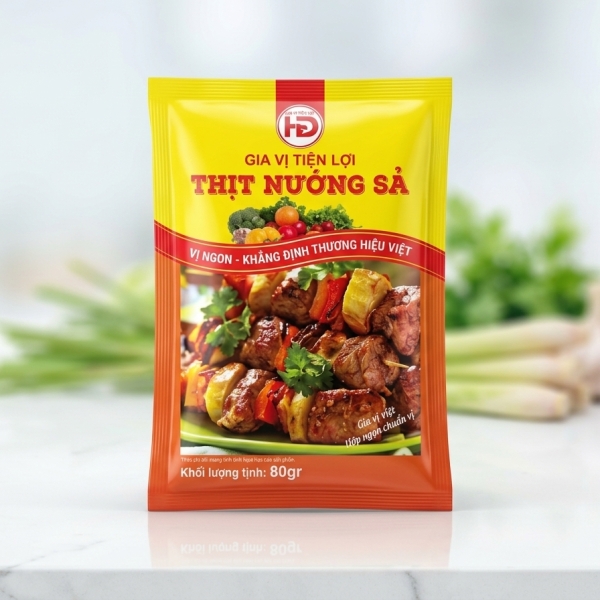Gia Vị Thịt Nướng Sả HD 80g – Xốt Ướp Thịt Nướng Sả Thơm Ngon, Đậm Vị, Tiện Lợi