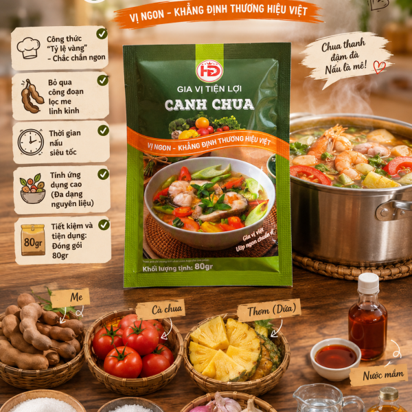 Gia Vị Canh Chua Huỳnh Dung Gói 80g - Nấu Siêu Tốc, Chuẩn Vị