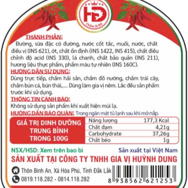 Muối Ớt Xiêm Đỏ HD 250g – Chua Cay Đậm Vị, Dùng Chấm Hải Sản & Đồ Nướng