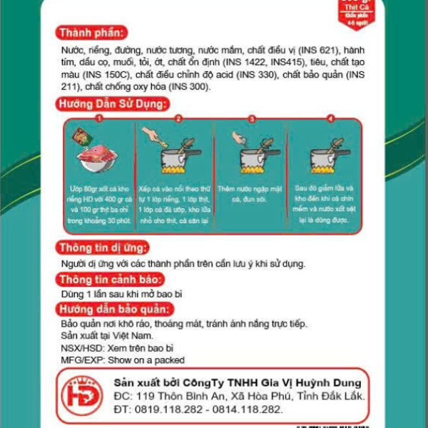 Xốt Cá Kho Riềng HD 80g – Gia Vị Cá Kho Riềng Đậm Đà, Thơm Riềng, Chuẩn Vị Cơm Nhà