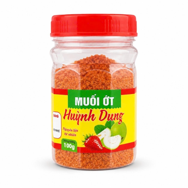 Muối Ớt Huỳnh Dung 100g – Muối Ớt Chấm Trái Cây, Rau Củ, Chế Biến Thức Ăn