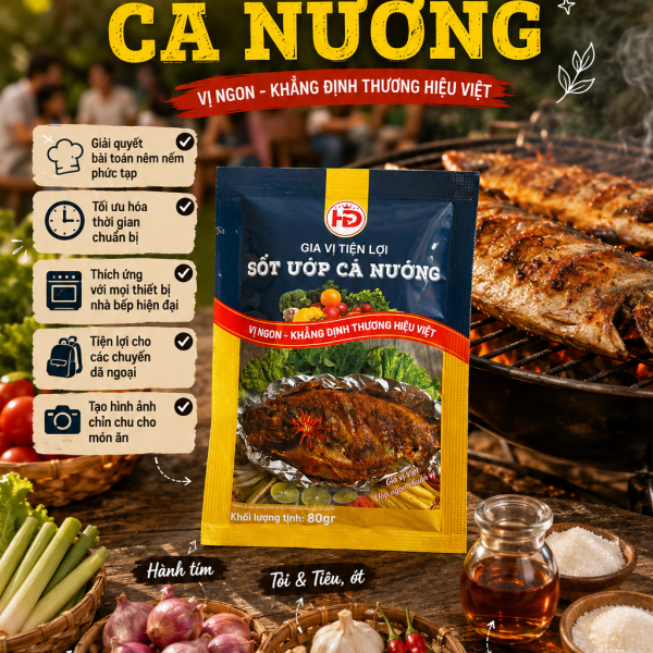 Xốt Ướp Cá Nướng HD 80gr - Đánh Bay Mùi Tanh, Lên Màu Cánh Gián Hoàn Hảo