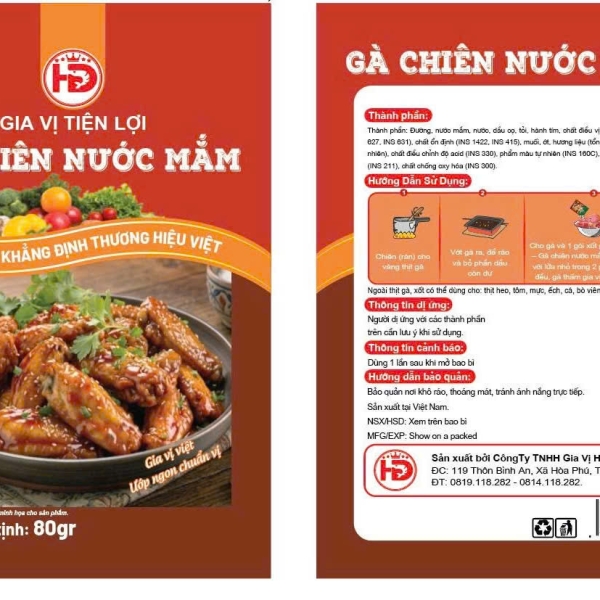 Xốt Gà Chiên Mắm HD 80g – Gia Vị Tiện Lợi Giúp Gà Đậm Đà, Áo Sốt Nhanh Chỉ 2 Phút