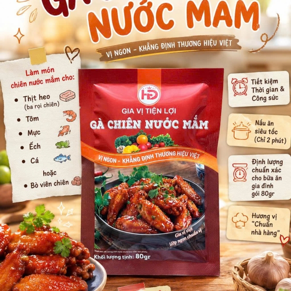 Gia Vị Tiện Lợi Gà Chiên Nước Mắm 80g – Sốt Đậm Đà Chuẩn Vị Việt, Dễ Chế Biến