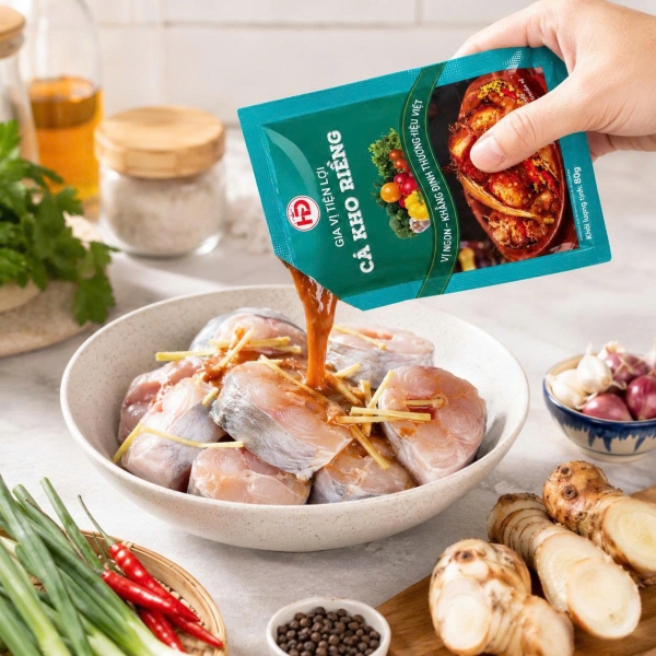Xốt Cá Kho Riềng HD 80g – Gia Vị Cá Kho Riềng Đậm Đà, Thơm Riềng, Chuẩn Vị Cơm Nhà