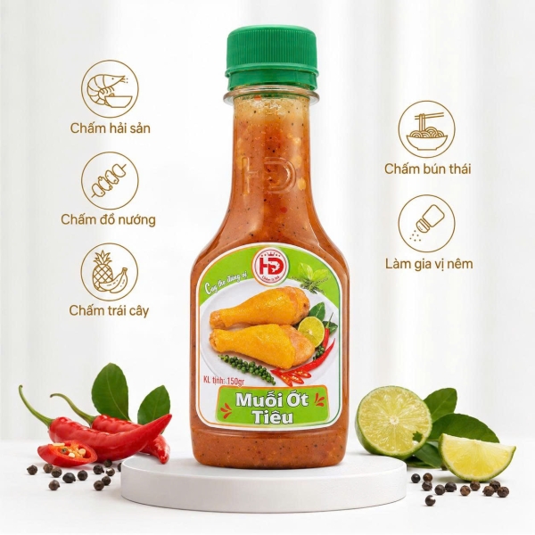 Muối Ớt Tiêu HD 150g – Cay The Đúng Vị, Chấm Hải Sản & Đồ Nướng