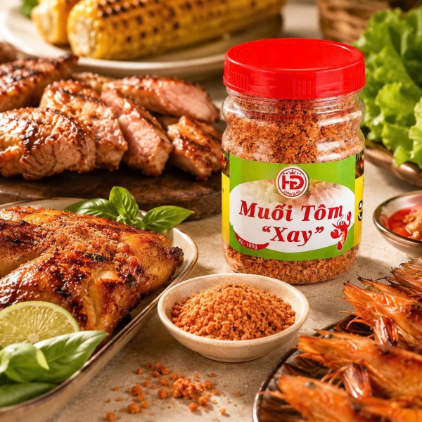 MUỐI TÔM XAY HD 100G – GIA VỊ CHẤM TRÁI CÂY, RAU CỦ, ĐỒ NƯỚNG