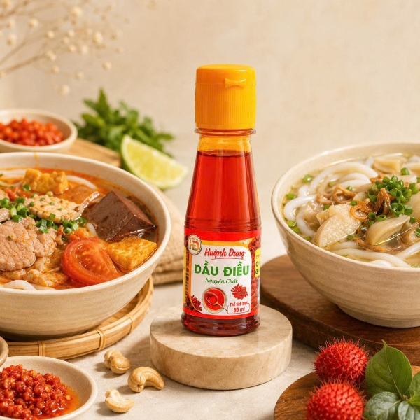 DẦU ĐIỀU HUỲNH DUNG 80ML – GIA VỊ CHẾ BIẾN BÚN BÒ, BÚN RIÊU, BÁNH CANH