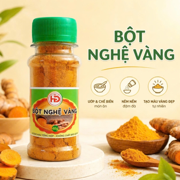 BỘT NGHỆ VÀNG 40G – GIA VỊ ƯỚP VÀ CHẾ BIẾN MÓN ĂN