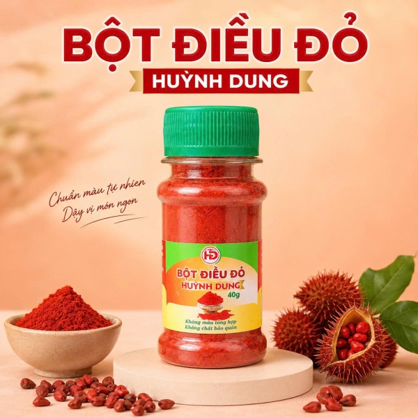 BỘT ĐIỀU ĐỎ HUỲNH DUNG 40G – GIA VỊ TẠO MÀU ĐẸP CHO MÓN ĂN