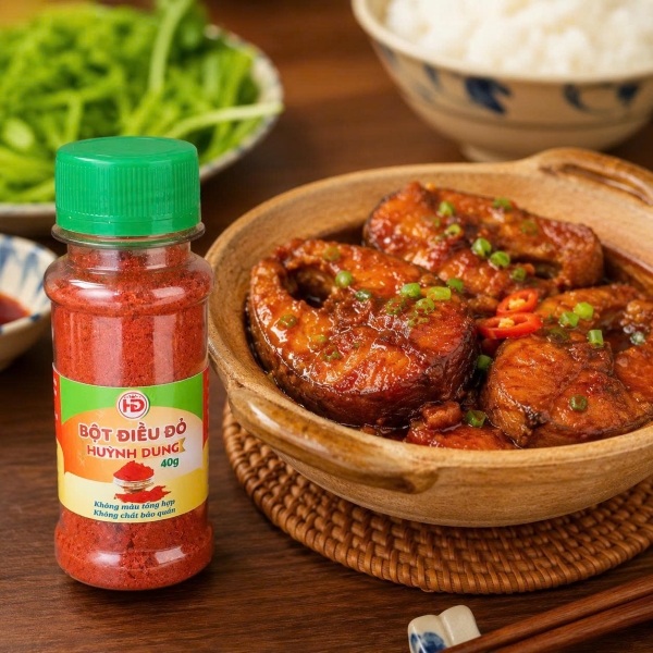 BỘT ĐIỀU ĐỎ HUỲNH DUNG 40G – GIA VỊ TẠO MÀU ĐẸP CHO MÓN ĂN
