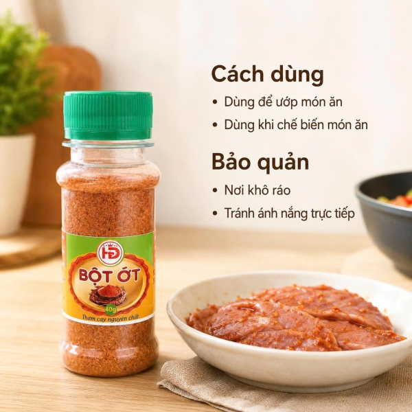 BỘT ỚT HUỲNH DUNG 40G – GIA VỊ ỚP VÀ CHẾ BIẾN MÓN ĂN