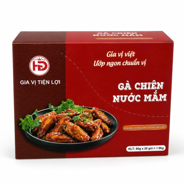 Hộp 20 Gói Gia Vị Gà Chiên Nước Mắm HD 80g – Nguồn Hàng Cho Quán Ăn, Tạp Hóa Và Đại Lý