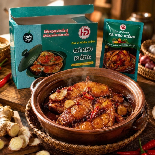 Sỉ Xốt Cá Kho Riềng HD 80g Hộp 20 Gói – Nguồn Hàng Gia Vị Hoàn Chỉnh Cho Tạp Hóa Và Quán Cơm