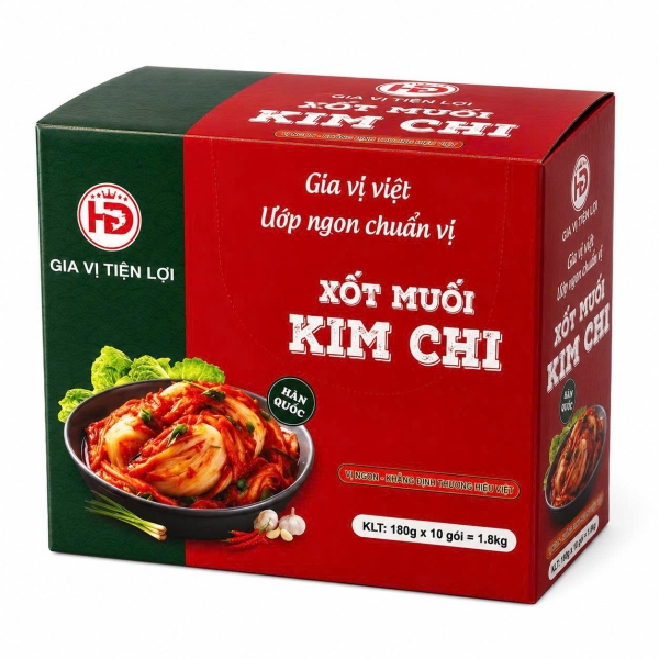 Xốt Muối Kim Chi HD 180g Hộp 10 Gói – Gia Vị Tiện Lợi Cho Quán Ăn, Tạp Hóa Và Điểm Bán Món Hàn