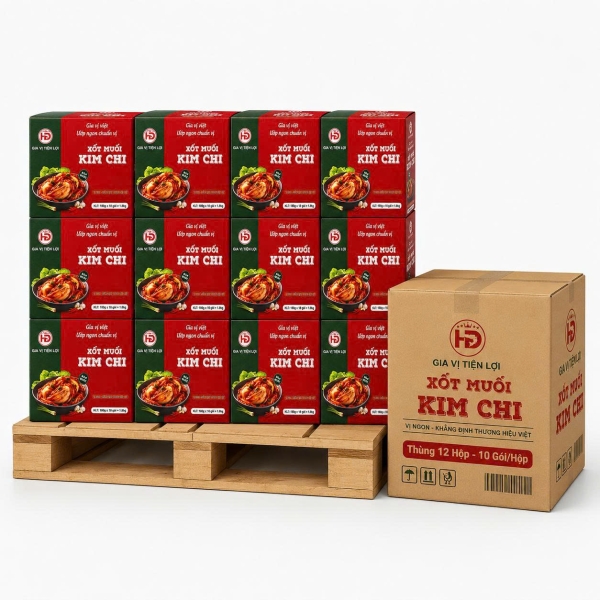Xốt Muối Kim Chi HD 180g Hộp 10 Gói – Gia Vị Tiện Lợi Cho Quán Ăn, Tạp Hóa Và Điểm Bán Món Hàn