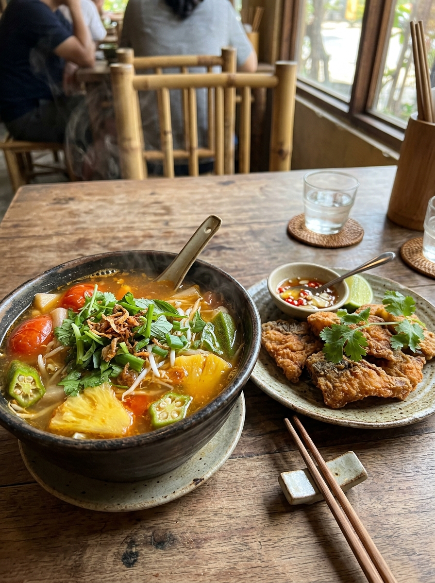 Canh chua nấu nhanh với gia vị tiện lợi