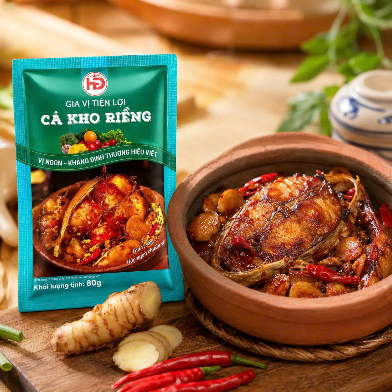 Cá kho cá với gói gia vị hoàn chỉnh đạm vị cơm nhà