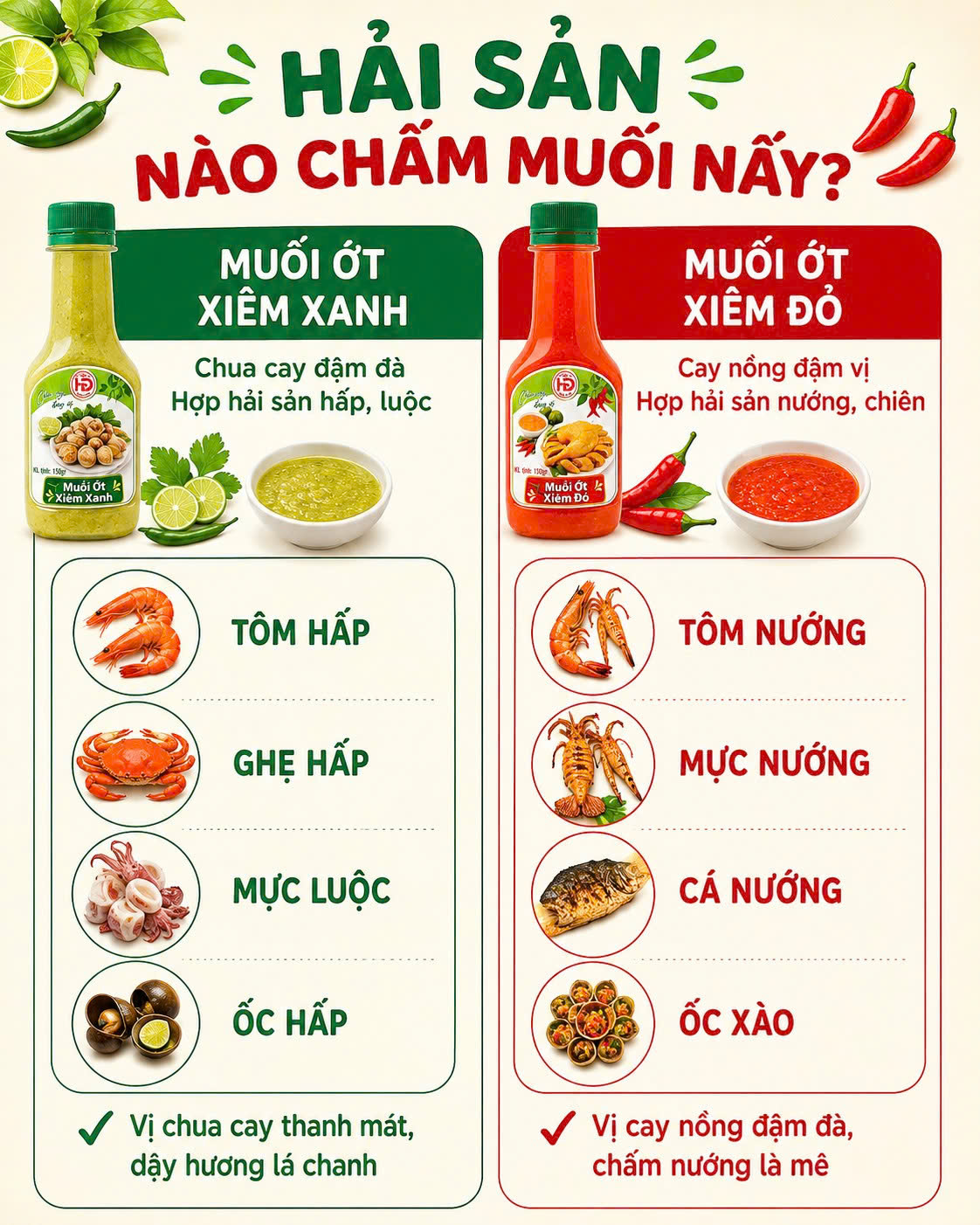hải sản chấm muối gì ngon muối ớt xanh hay muối ớt đỏ