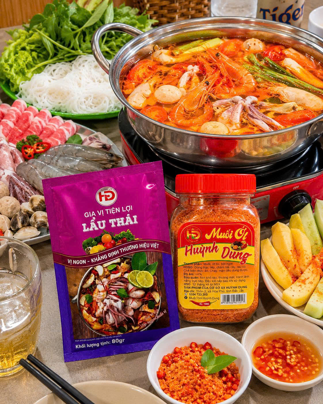 nấu lẩu thái cho tiệc nhậu tại nhà bằng gia vị tiện lợi