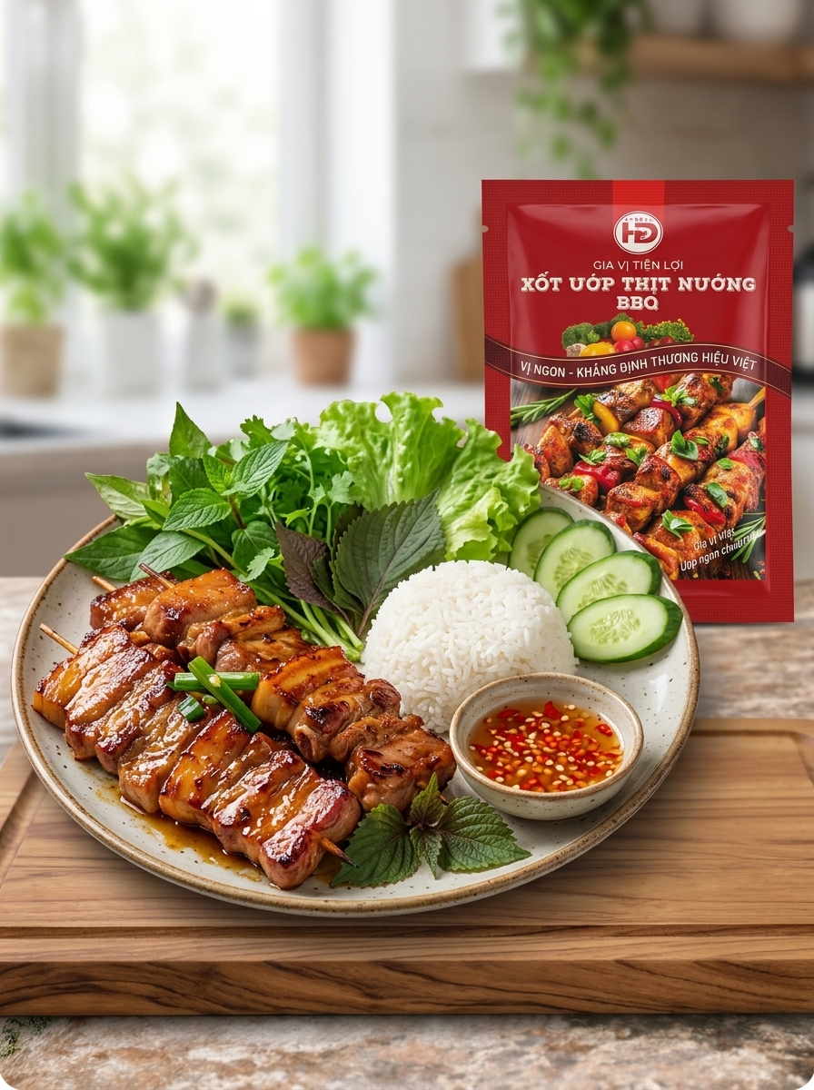 Thịt nướng BBQ với xốt ướp HD Spices